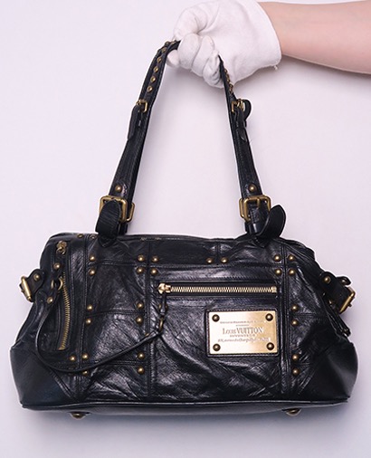 Limited Edition Riveting Bag, &pound;180, Handbags, Black, Leather, Front view